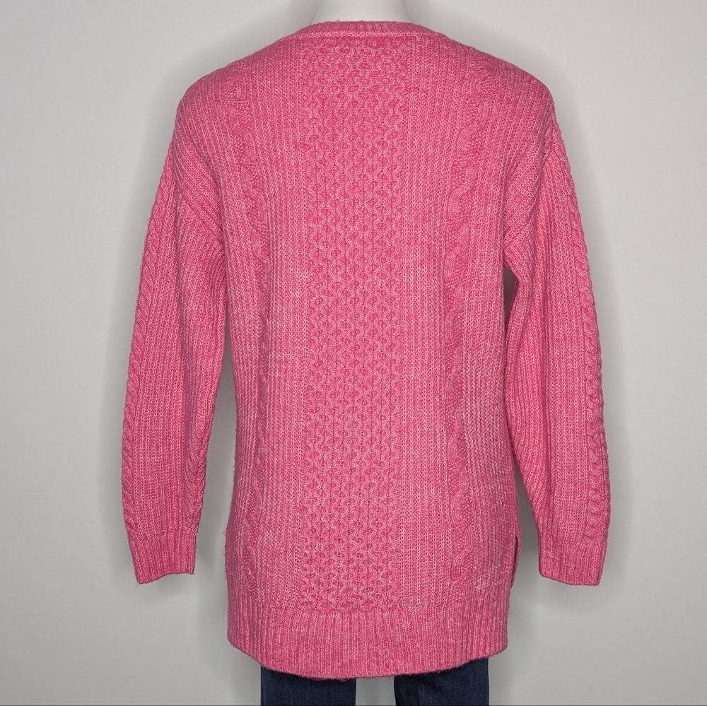 Cabi Pink Cable Knit Long Sleeve Cotton Blend Sweater XS - Picture 4 of 7